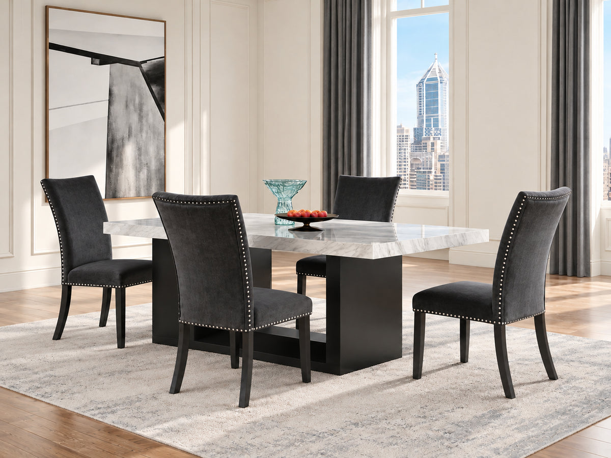 Daisy Rectangular Dining Table and 4 Upholstered Side Chairs