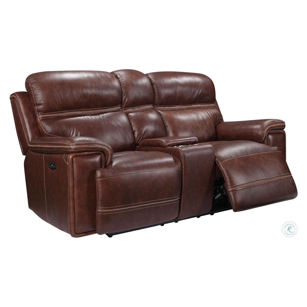 Fresno Leather Power Reclining Loveseat with Console