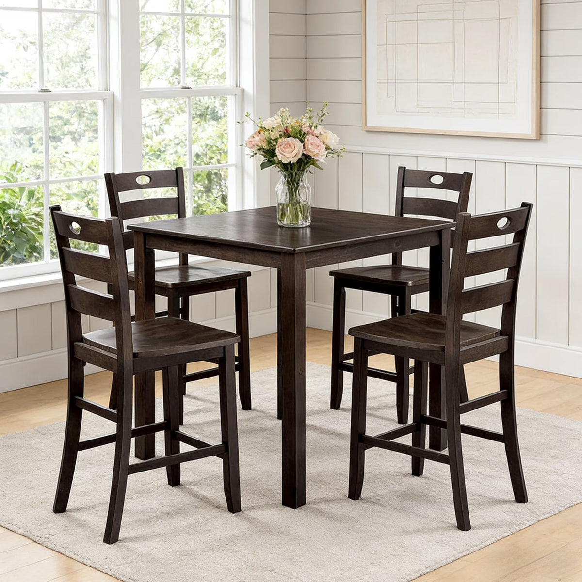 Lubbock Rectangular Counter Height Table and 4 Counter Height Side Chairs
