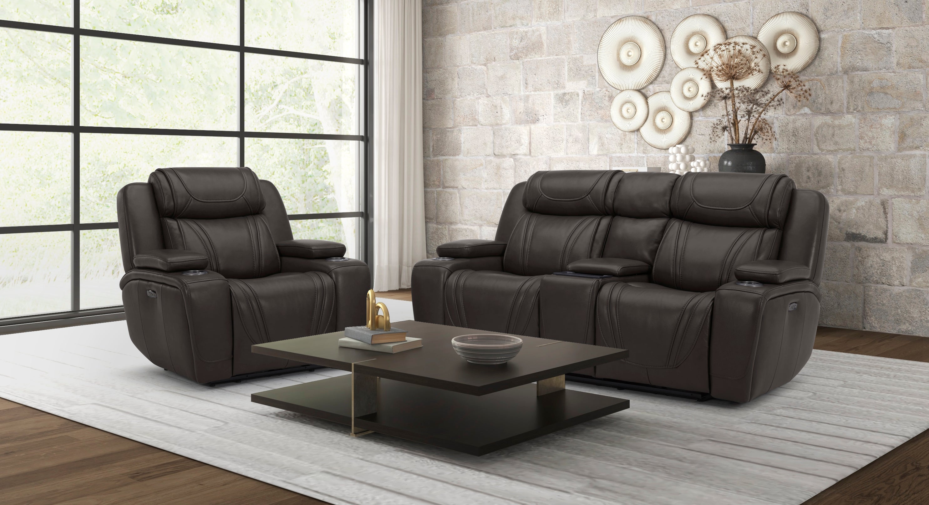 Boston Charcoal Zero Gravity Power Reclining Loveseat