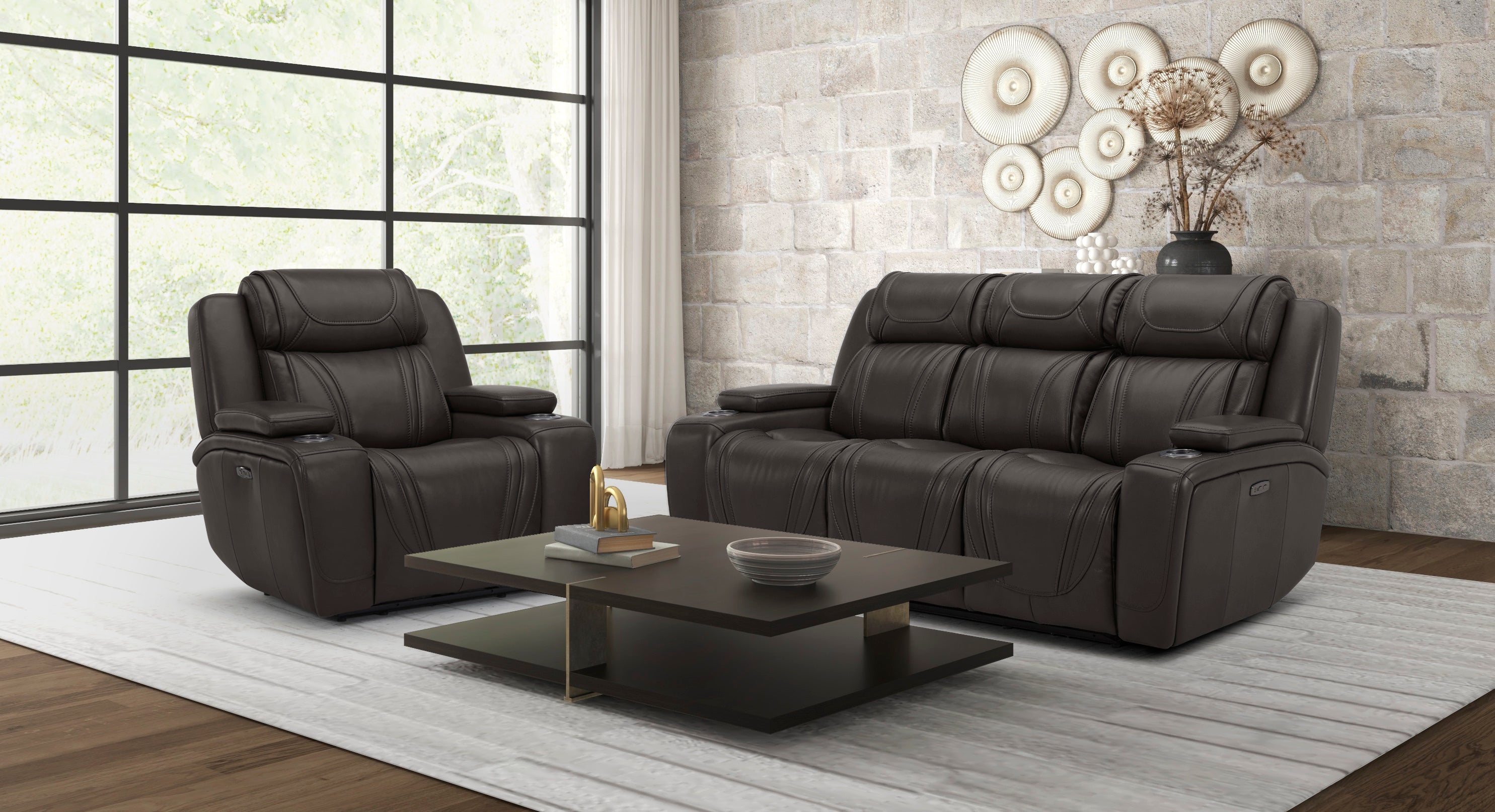 Boston Charcoal Zero Gravity Power Reclining Sofa