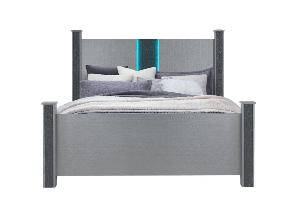 Logan Queen LED Bed with Dresser Mirror and Nightstand