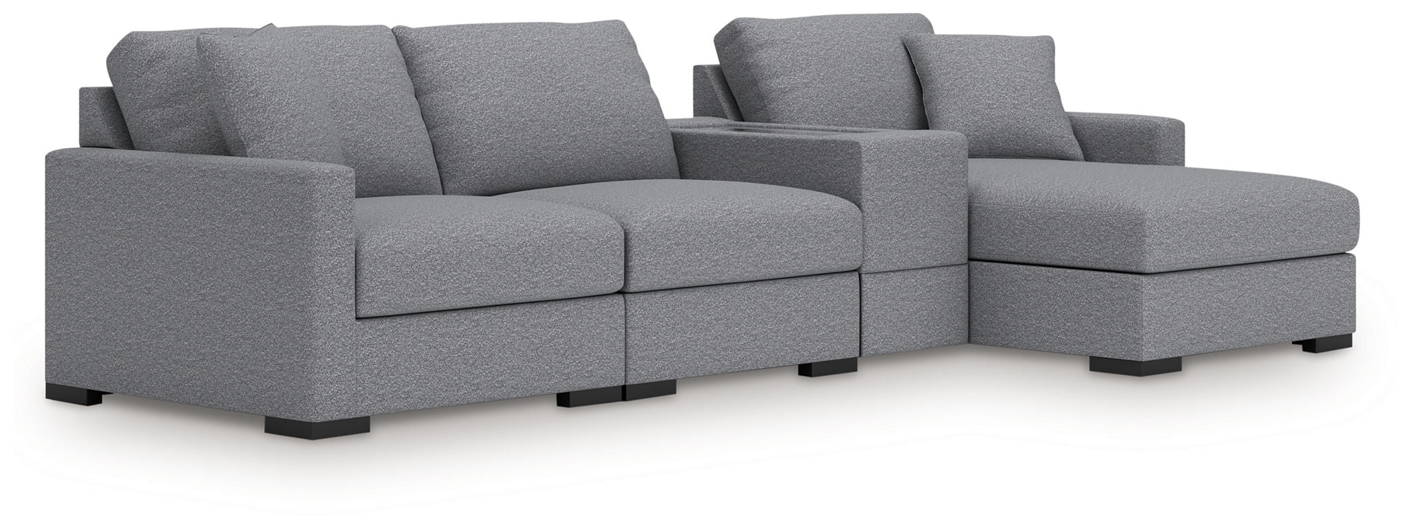 Omaha By Ashley - 4-Piece Sectional With RAF Corner Chaise And Storage Console - Salt And Pepper