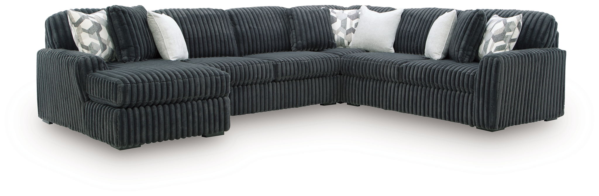 Midnight-Madness - 4-Piece Sectional With LAF Corner Chaise - Gunmetal