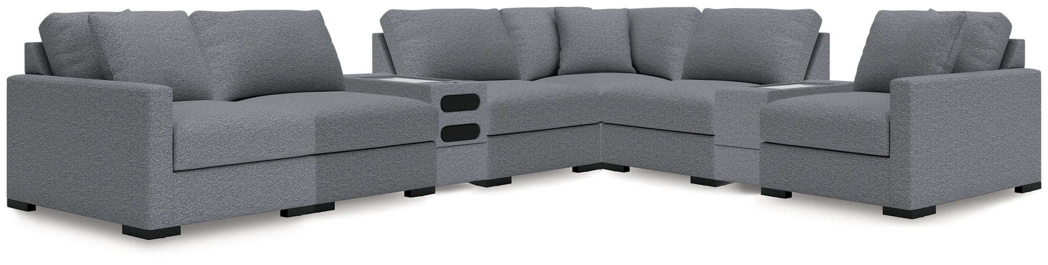 Omaha By Ashley - 8-Piece Sectional With Audio And Storage Consoles - Salt And Pepper