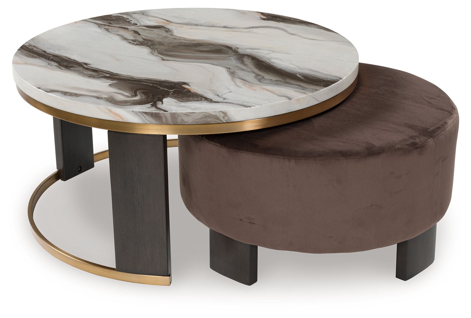 Jazmore - Nesting Cocktail Tables - Brown / Brass Finish