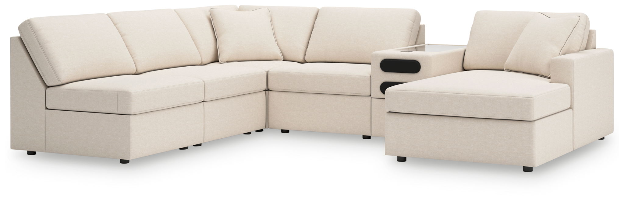 Modmax - 6-Piece Sectional With Raf Corner Chaise And Audio Console - Oyster