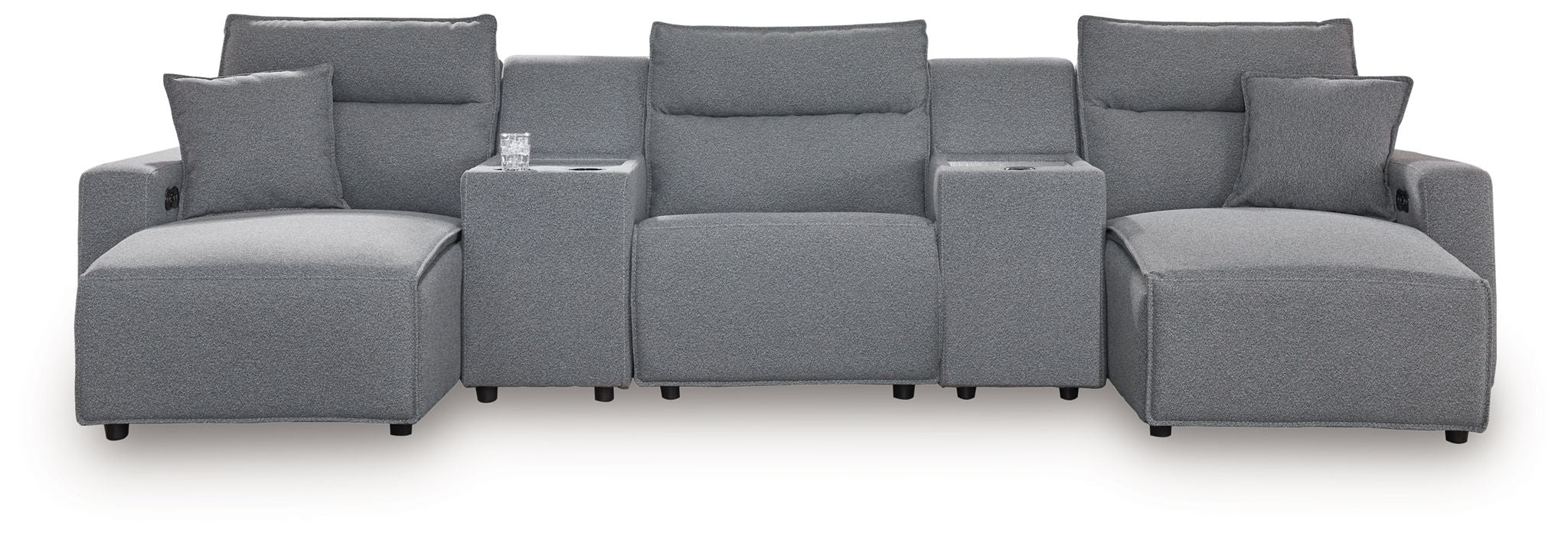 Modmax II - 5-Piece Power Reclining Sectional With Double Chaise And 2 Consoles - Salt And Pepper