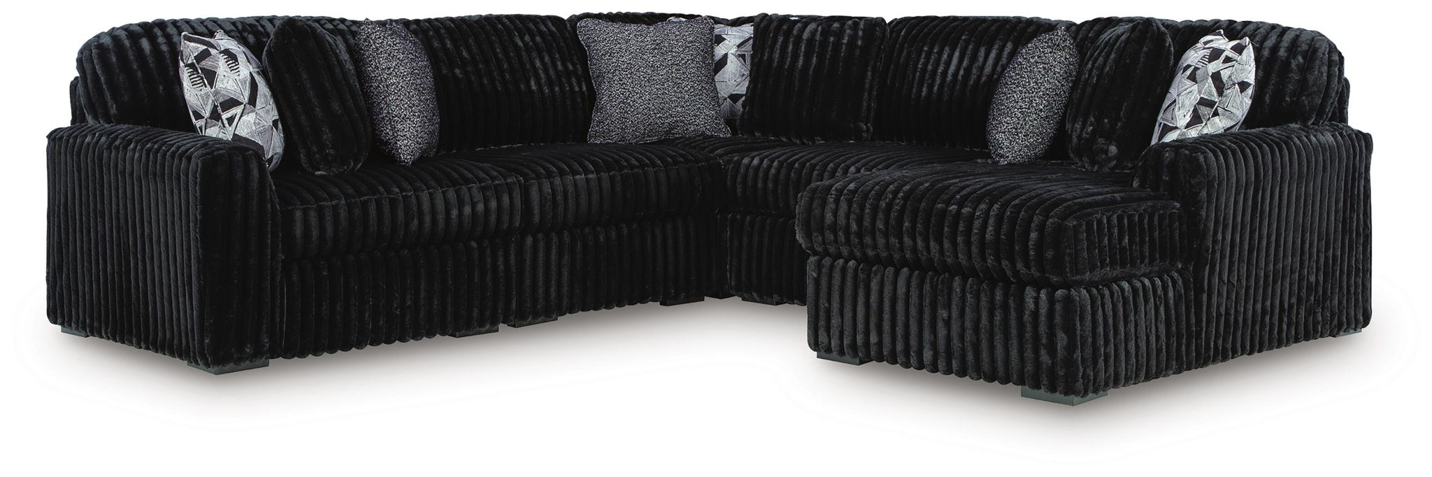 Midnight-Madness - 5-Piece Sectional With Raf Corner Chaise - Onyx
