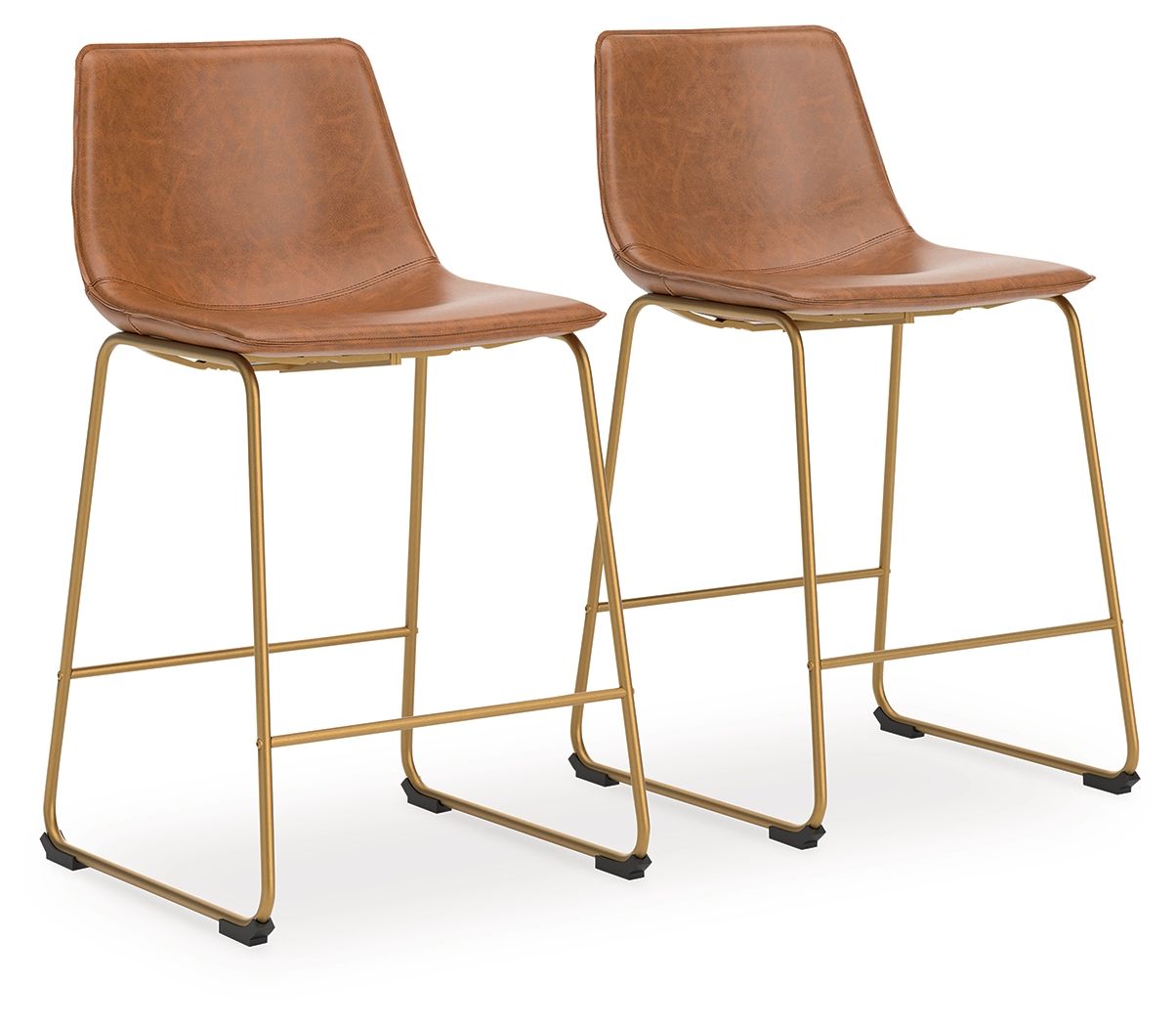 Crandox - Upholstered Barstool (Set of 2) - Brown / Gold