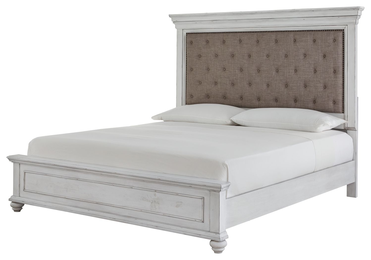 Kanwyn - Queen Upholstered Panel Bed - Whitewash