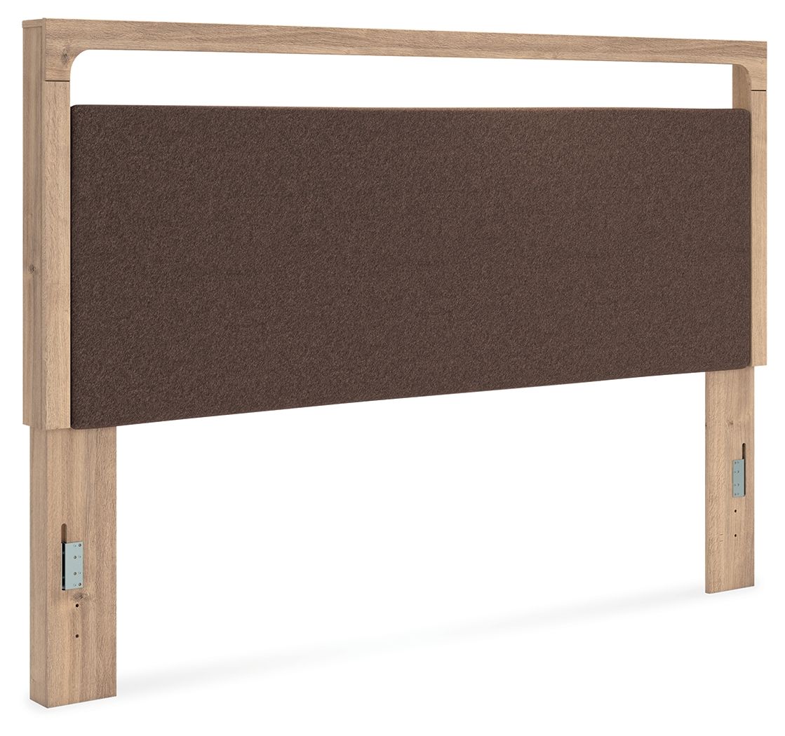 Hollymount - King Upholstered Panel Headboard - Tan / Brown