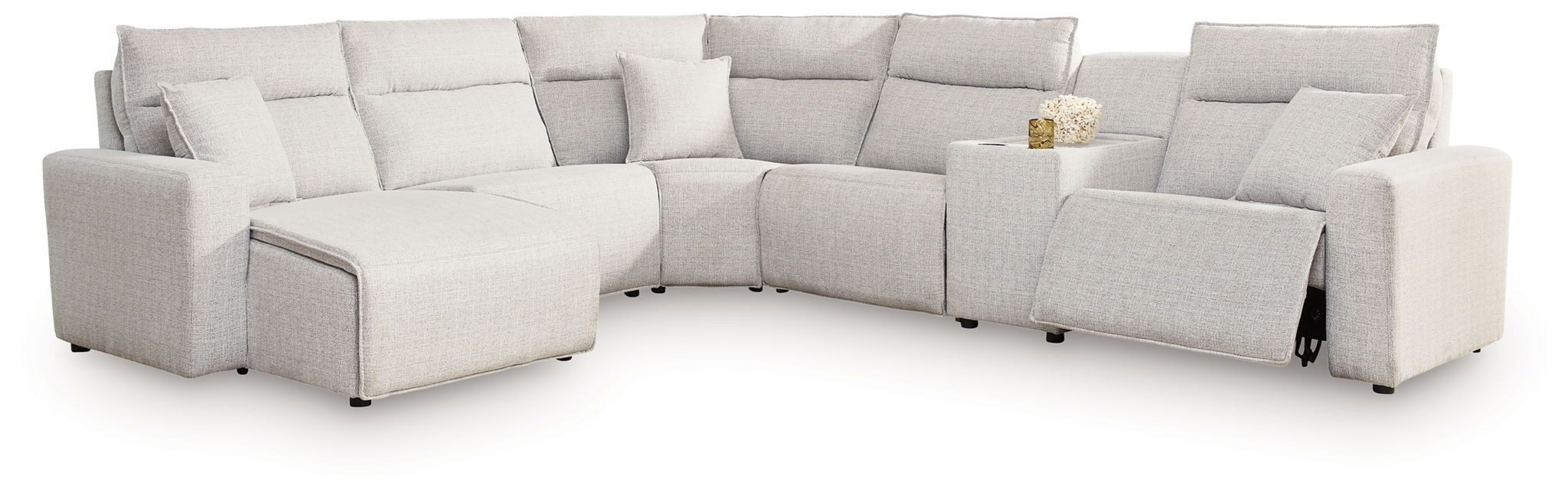 Modmax II - 6-Piece Power Reclining Sectional With LAF Press Back Power Chaise And Console - Stone
