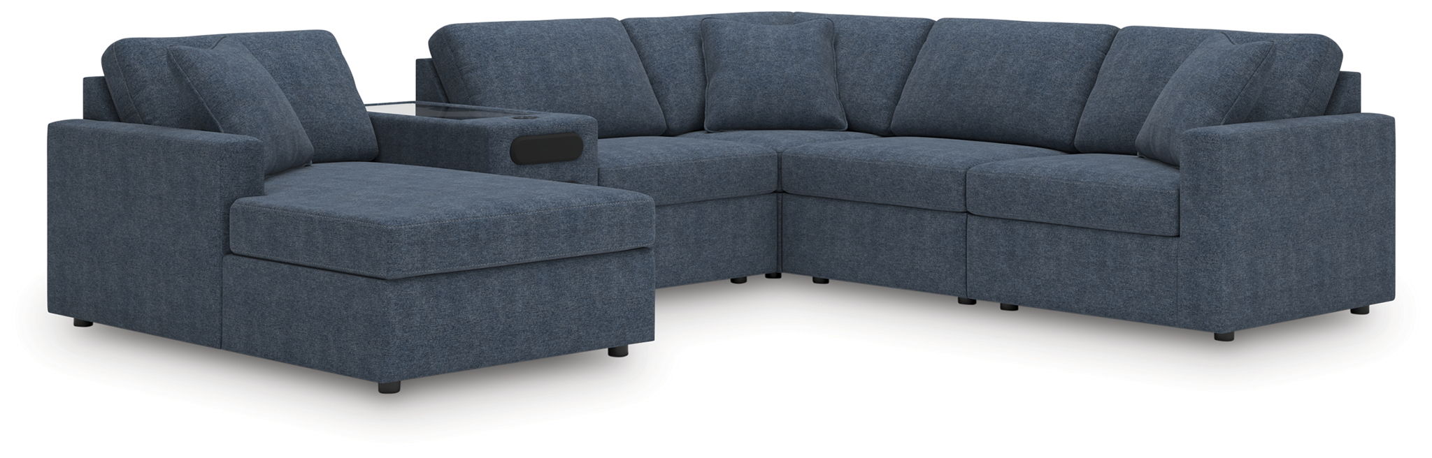 Modmax - 6-Piece Sectional With Audio System, Laf Corner Chaise And RAF Corner Chair - Ink