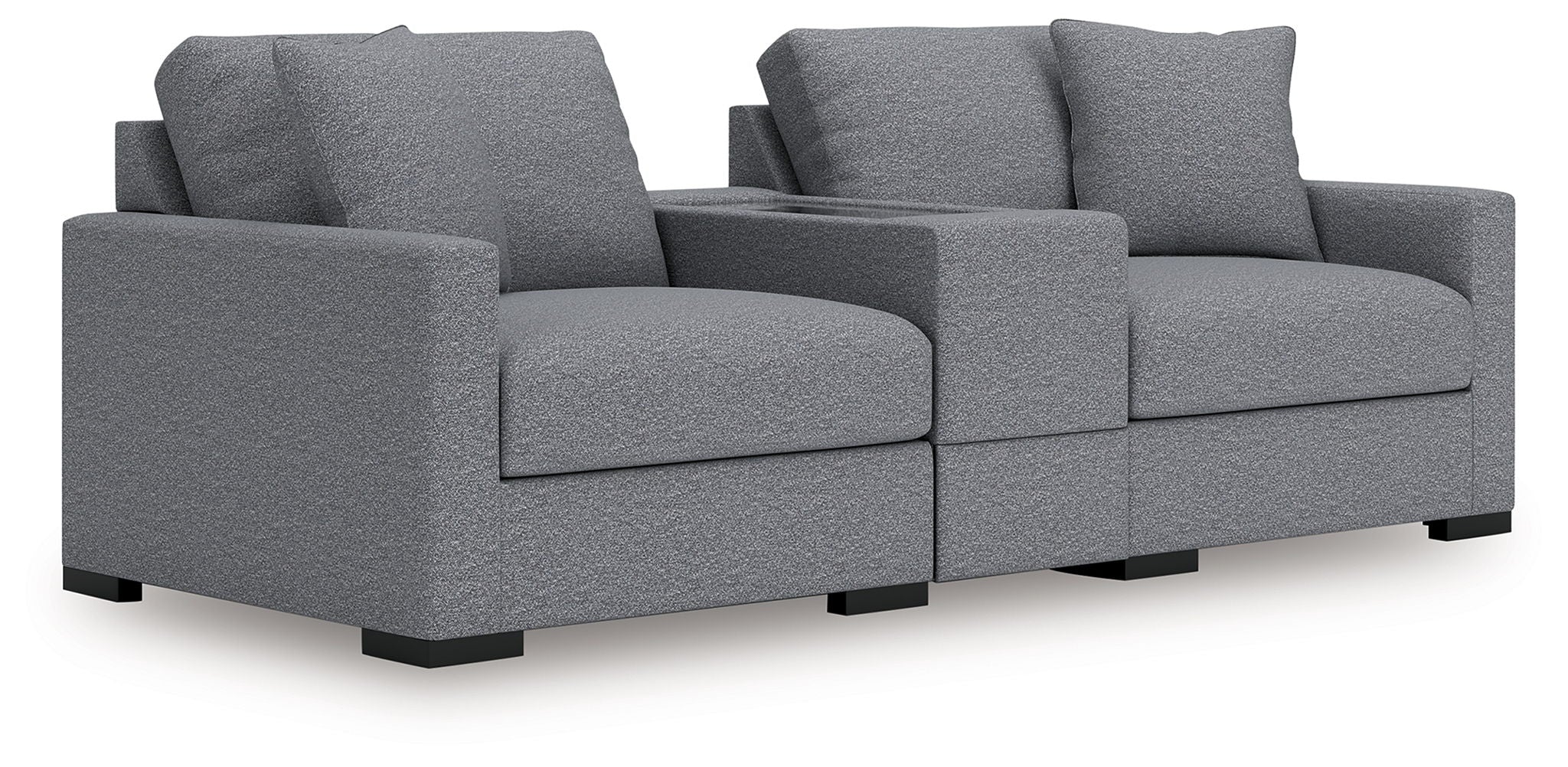 Omaha By Ashley - 3-Piece Sectional Loveseat With Storage Console - Salt And Pepper