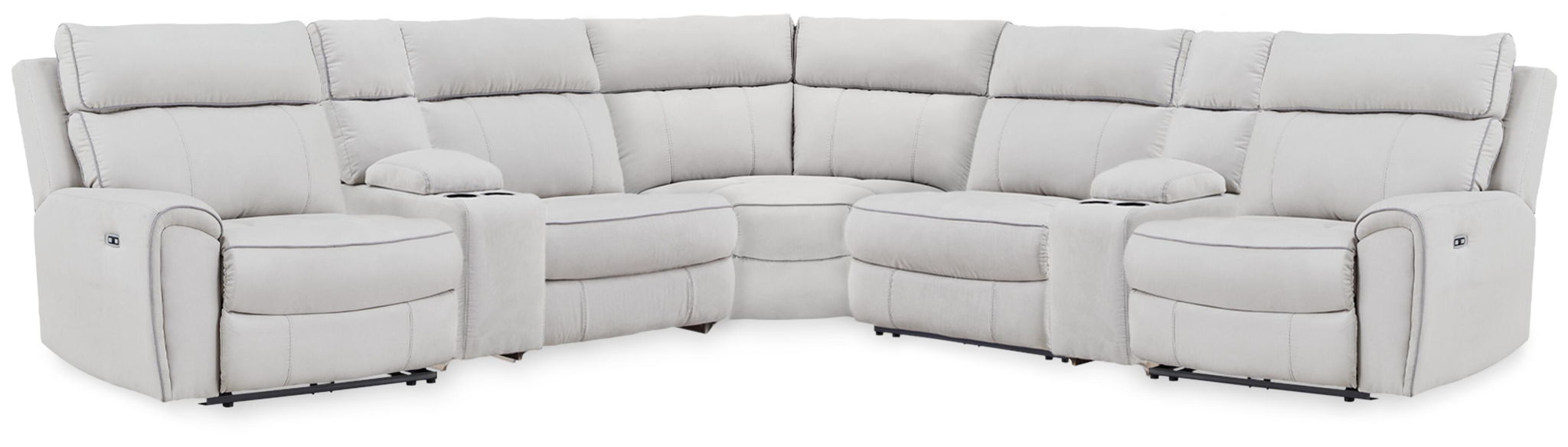 Grafton Pike - 7-Piece Power Reclining Sectional With Storage Consoles - Pearl / Ash