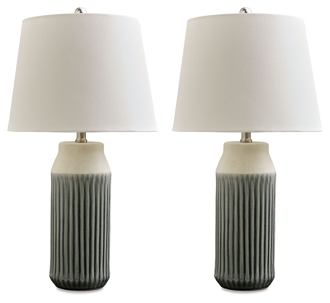 Afener - Ceramic Table Lamp - Blue / Beige