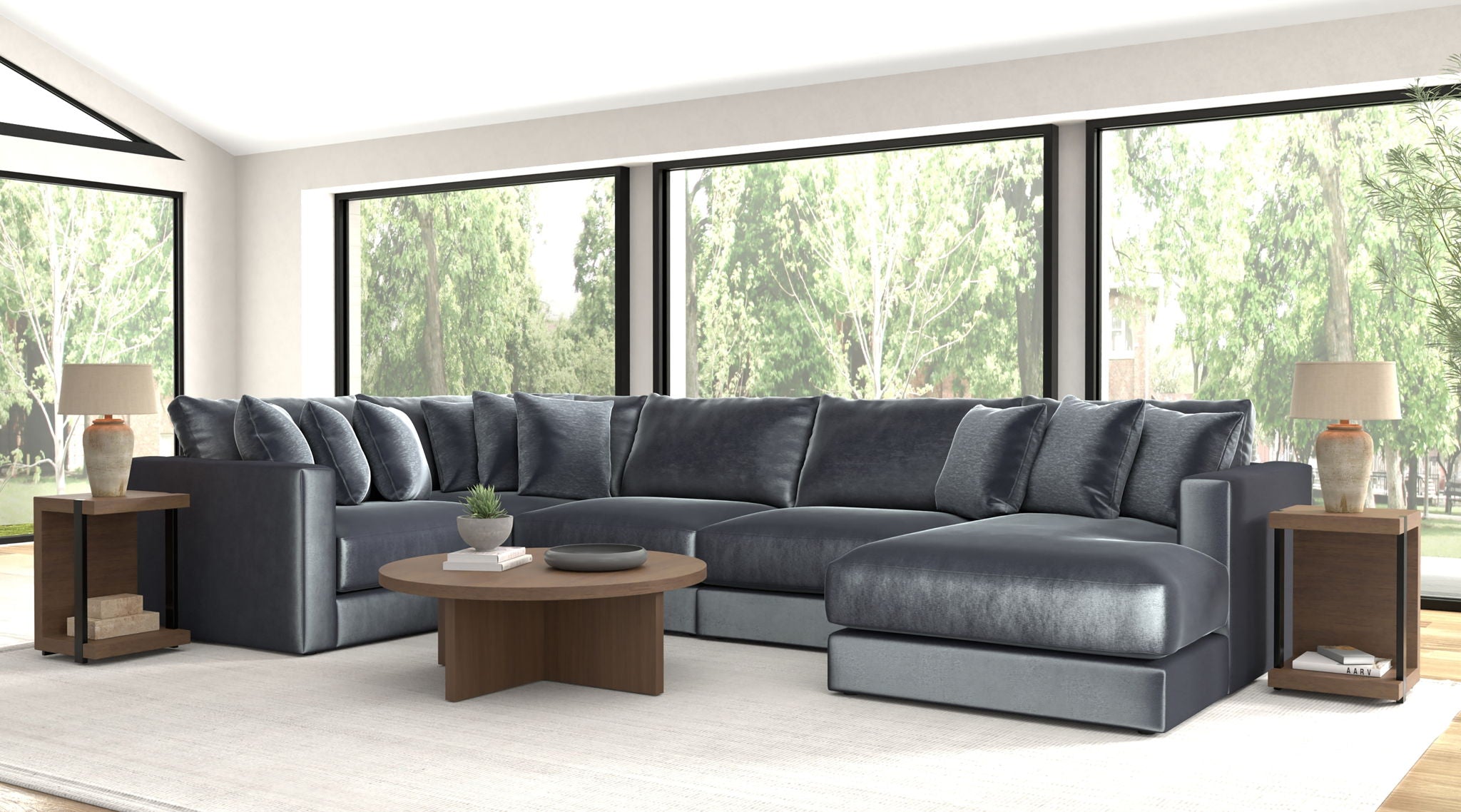 Remington Slate 5-Piece Right Side Facing Chaise Sectional