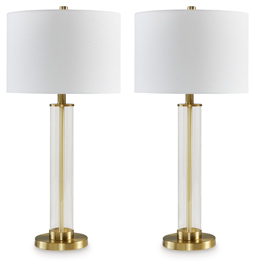 Orenman - Glass Table Lamp - Clear / Brass Finish
