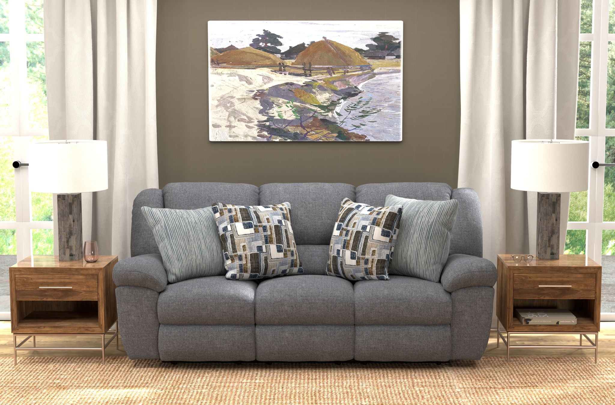 Trifecta - Sofa With 3 Recliners and Drop Down Table