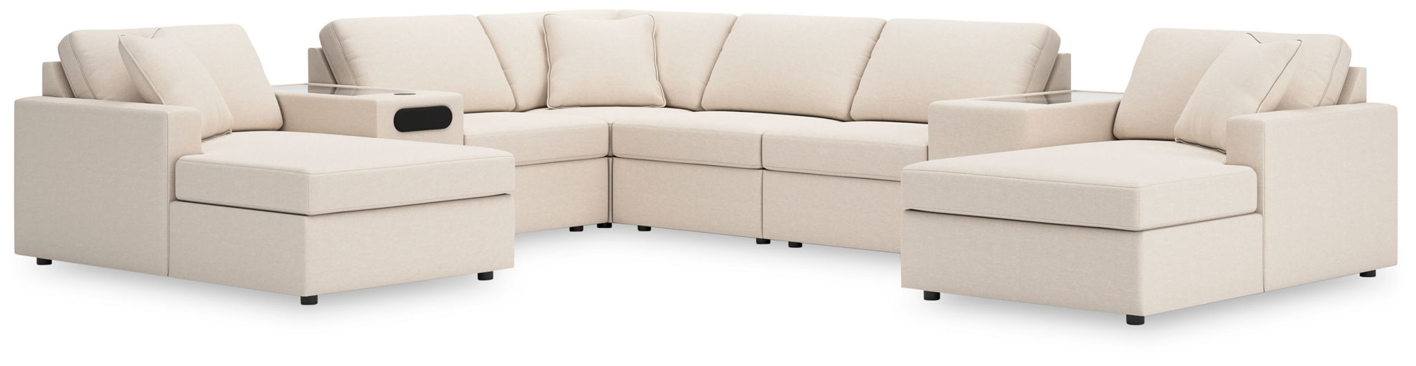 Modmax - 8-Piece Double Chaise Sectional With Audio And Storage Consoles - Oyster