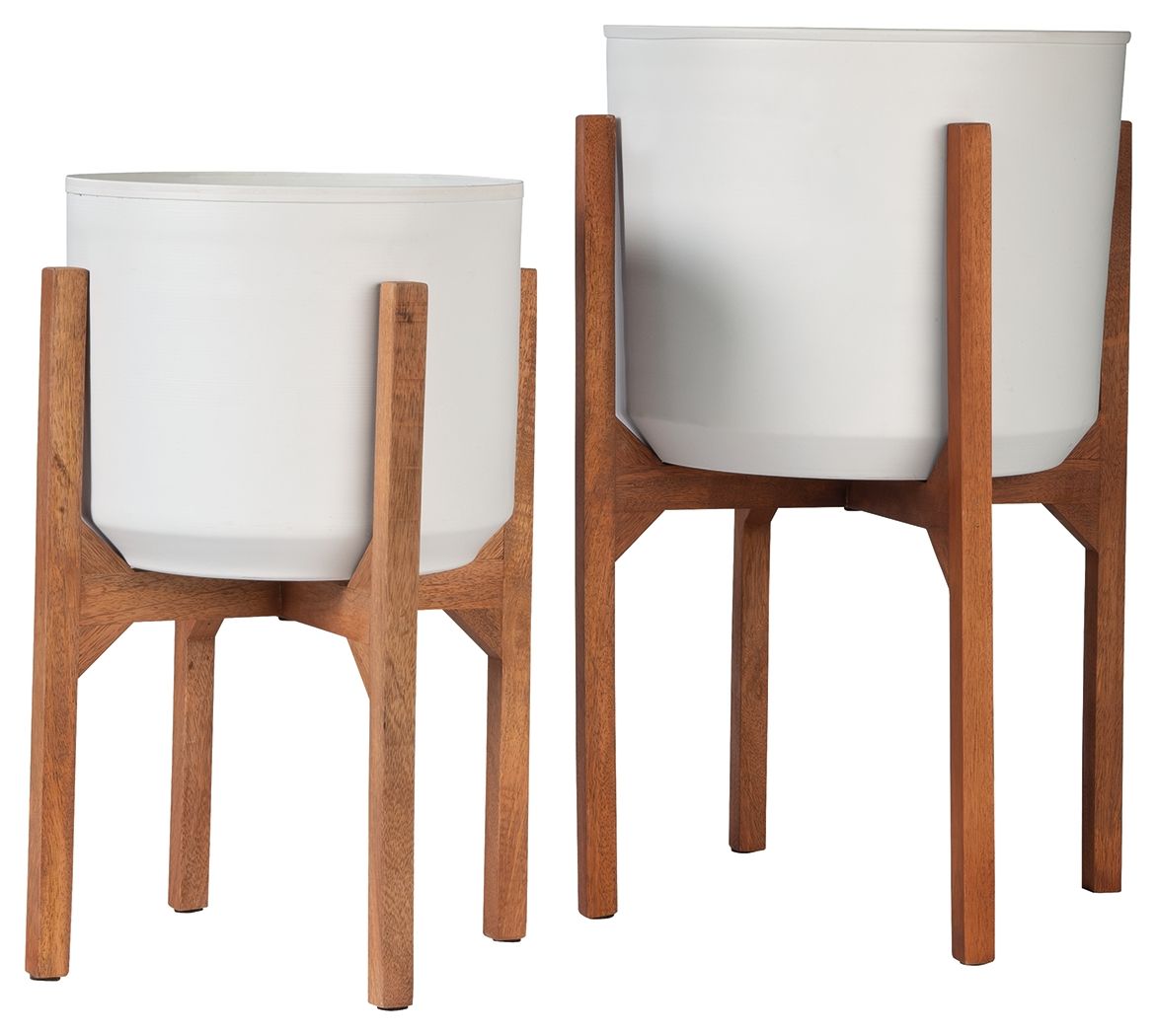 Dorcey - Planter Set - White / Brown