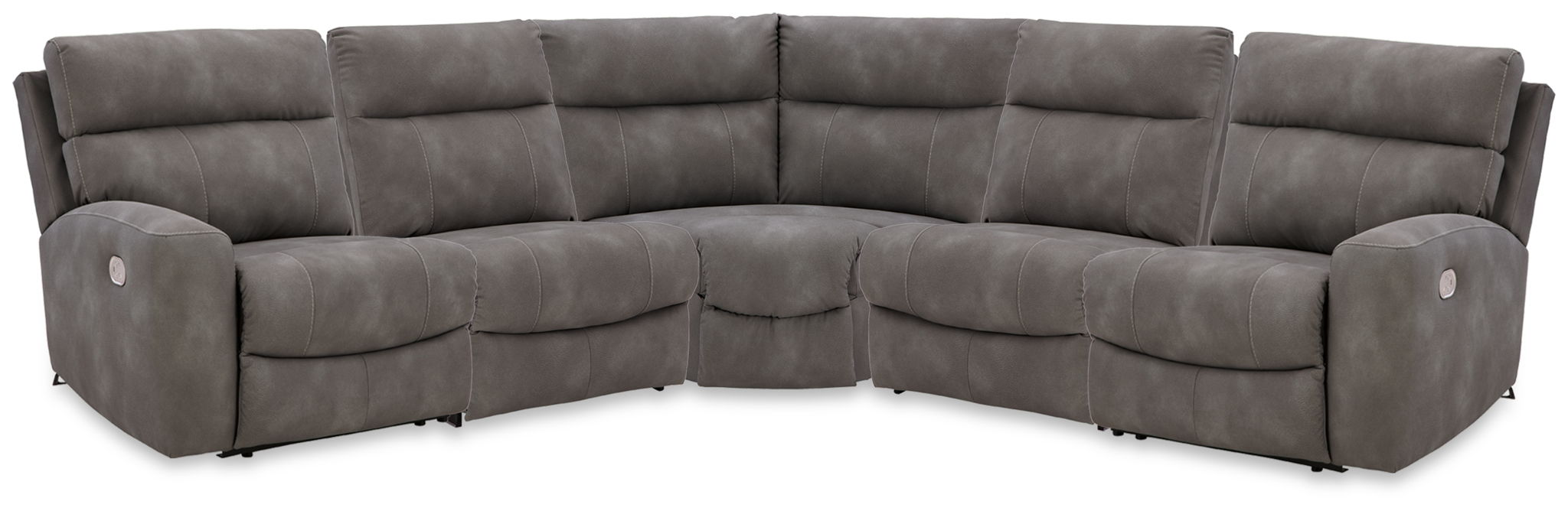 Next-Gen Durapella - 5-Piece Power Reclining Sectional With RAF And LAF Recliners - Slate