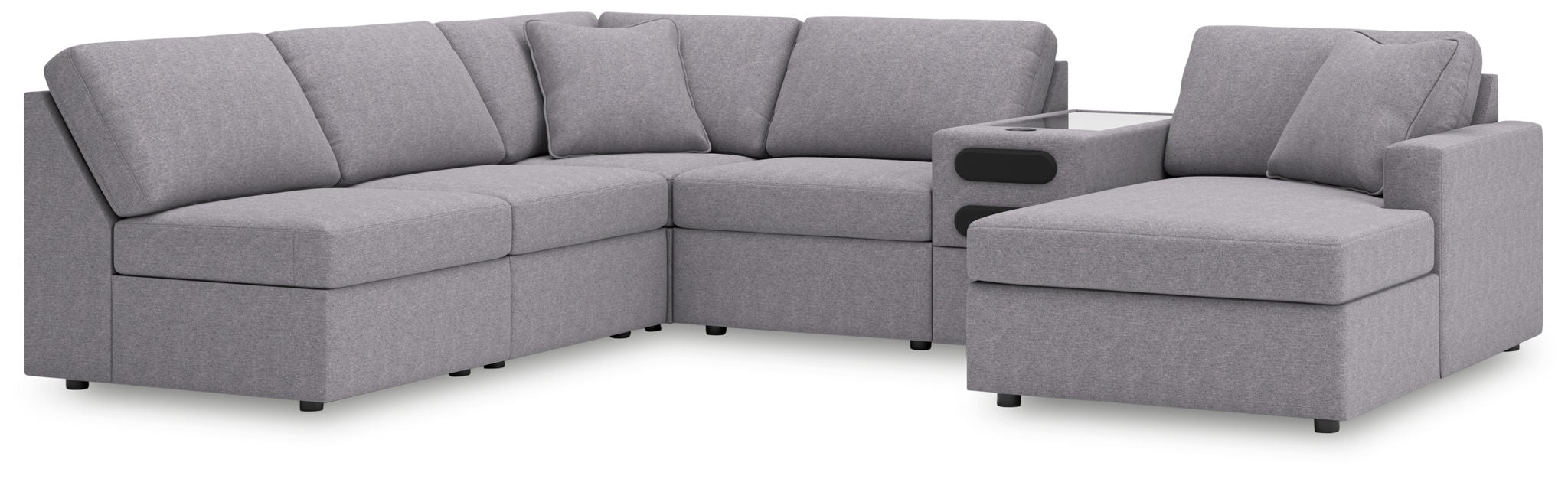 Modmax - 6-Piece Sectional With Raf Corner Chaise And Audio System Console - Granite