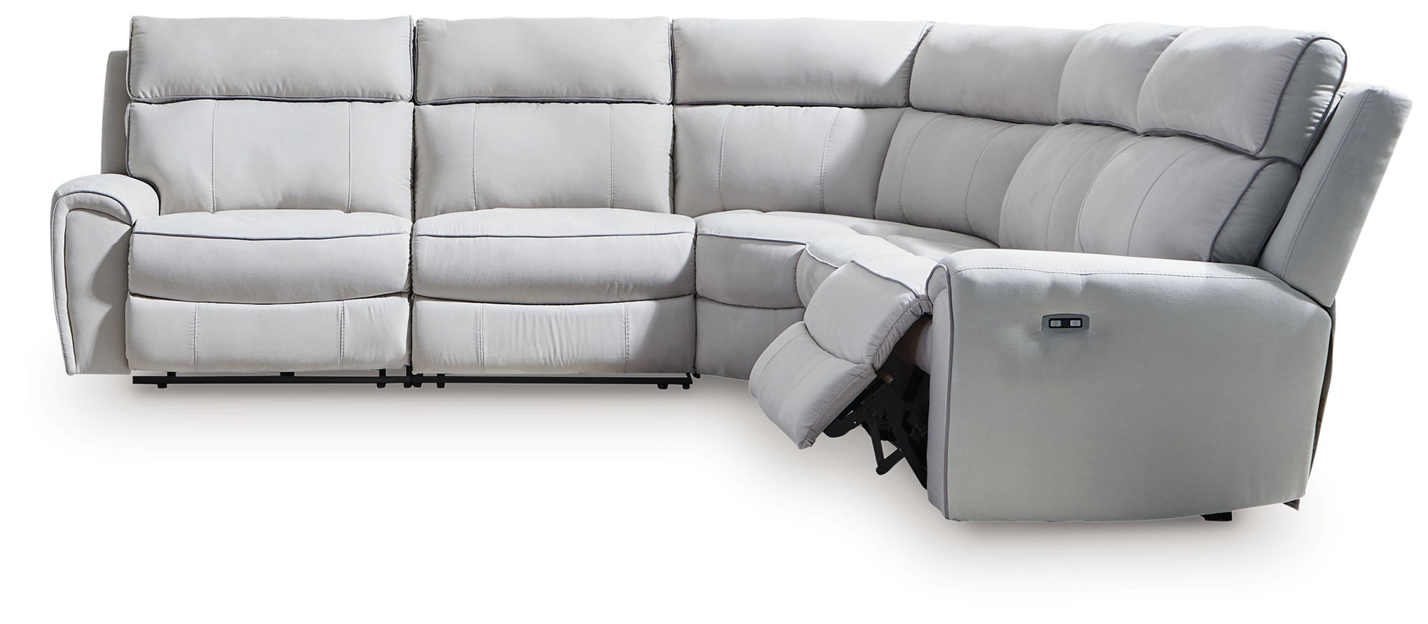 Grafton Pike - 5-Piece Power Reclining Sectional - Pearl / Ash