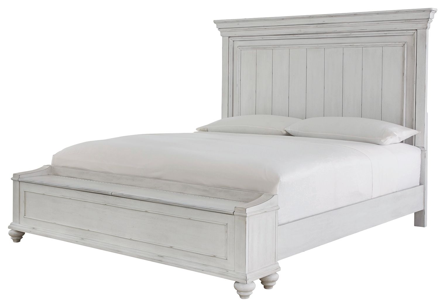 Kanwyn - Queen Panel Bed With Storage Bench - Whitewash
