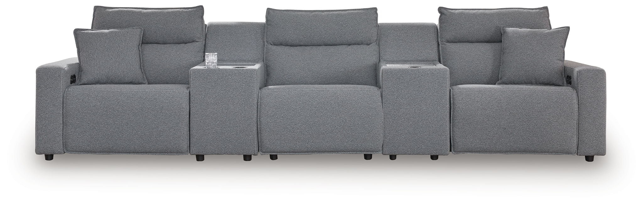 Modmax II - 5-Piece Power Reclining Sectional With 2 Consoles - Salt And Pepper