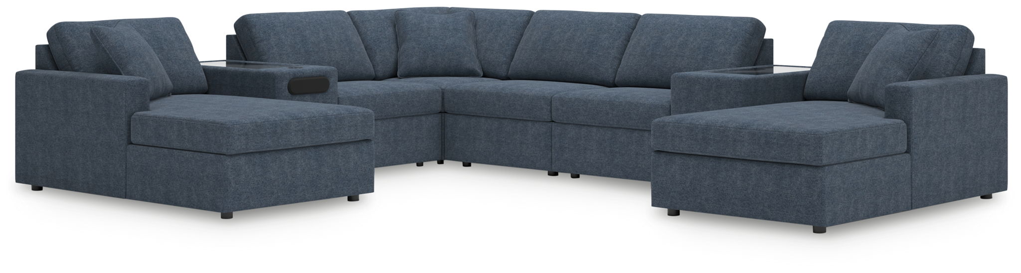 Modmax - 8-Piece Double Chaise Sectional With Audio And Storage Consoles - Ink