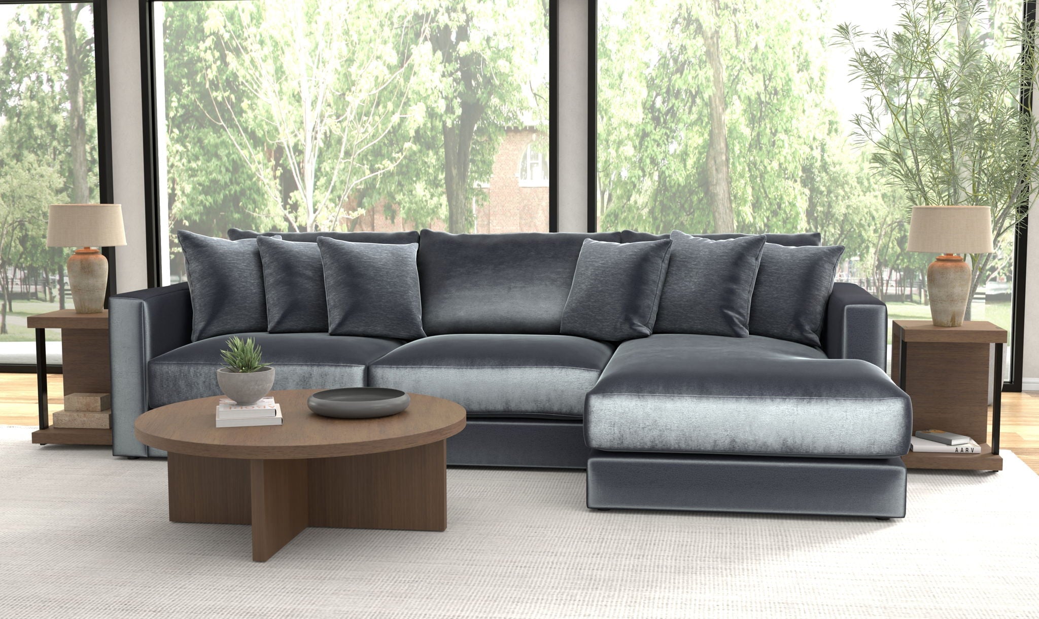 Remington Slate 3-Piece Right Side Facing Chaise Sectional