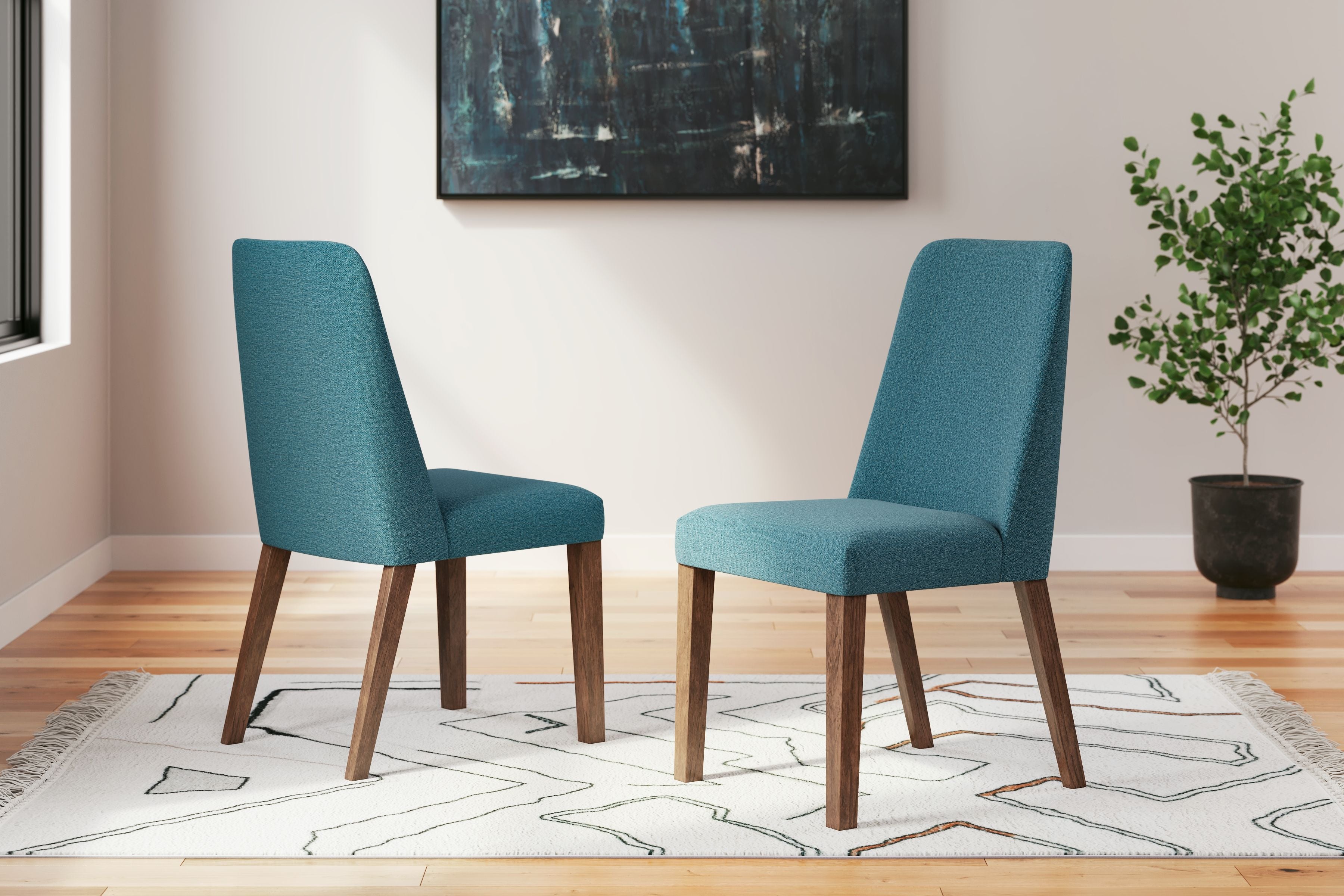 Lyncott - Dining Uph Side Chair - Blue / Brown