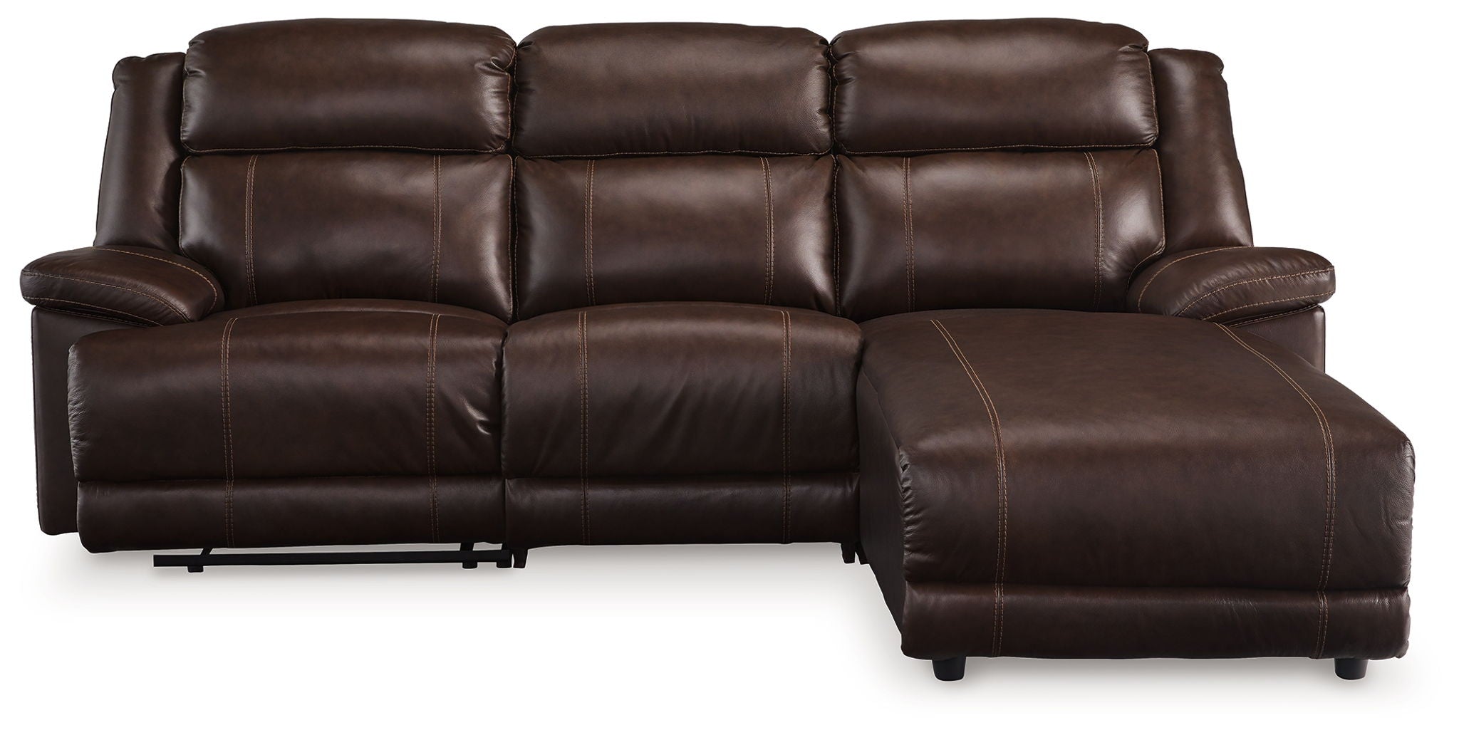 VonKurt - 3-Piece Power Reclining Sofa With Raf Power Reclining Back Chaise - Dark Brown