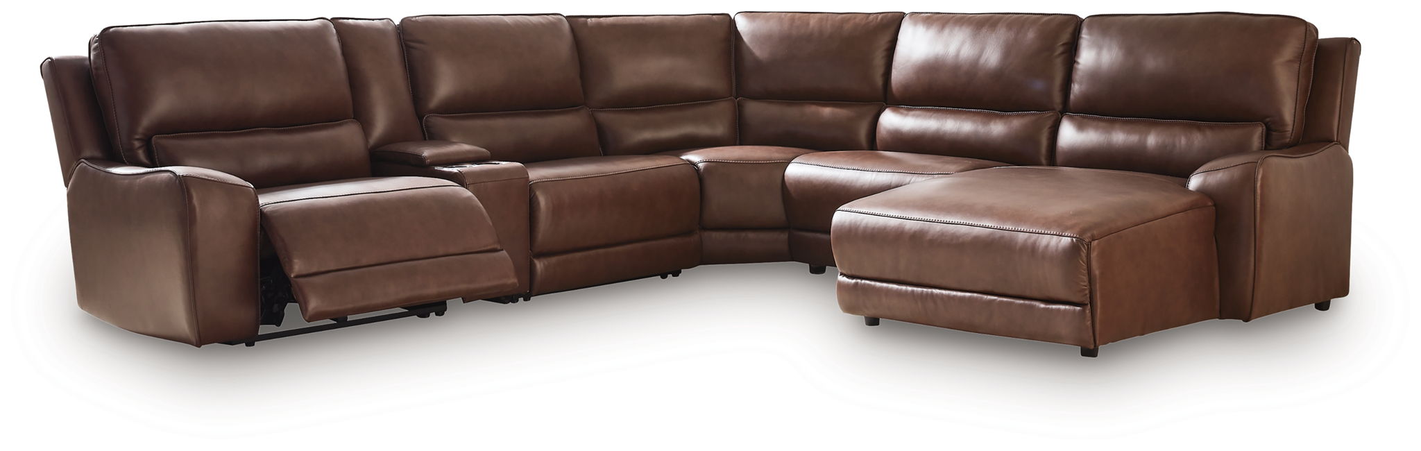Silverbrooke - 6-Piece Power Reclining Sectional With RAF Press Back Power Chaise - Canyon