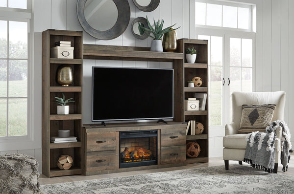 Trinell - Entertainment Center With Fireplace - Brown