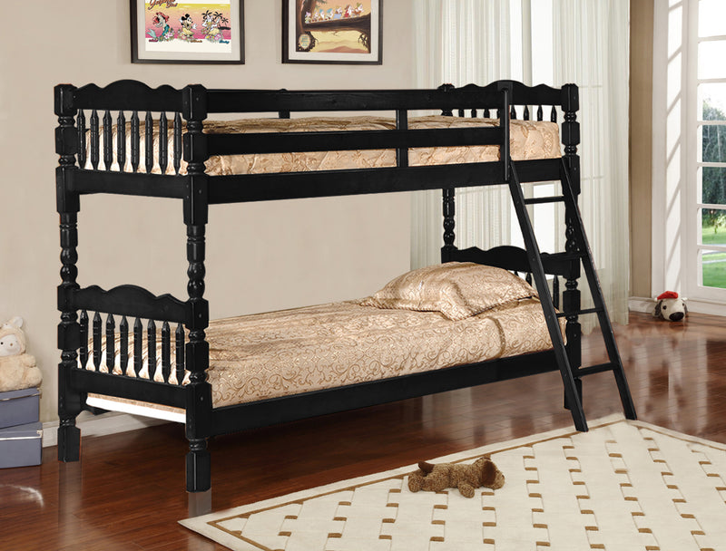 Twin over Twin Wood Bunk Bed - Black