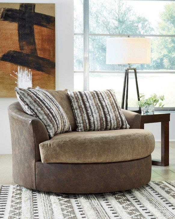 ALESBURY - OVERSIZED SWIVEL ACCENT CHAIR - CHOCOLATE