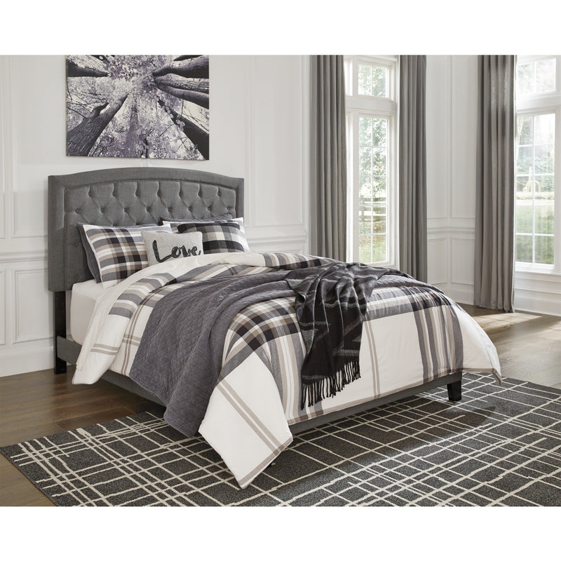 Adelloni - King Button Tufted Padded Bed - Gray
