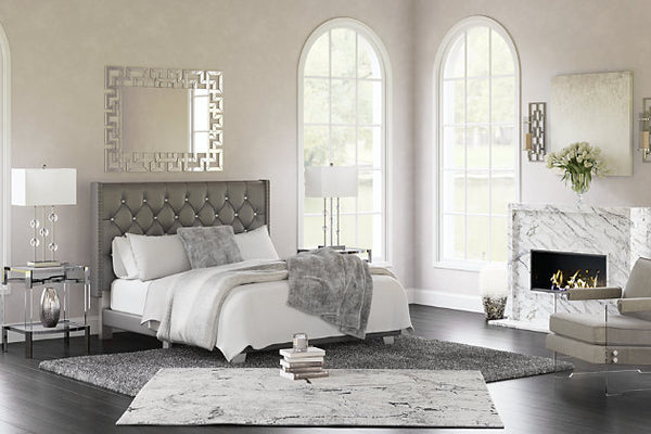 Vintasso - Queen Upholstered Bed - Metallic Gray