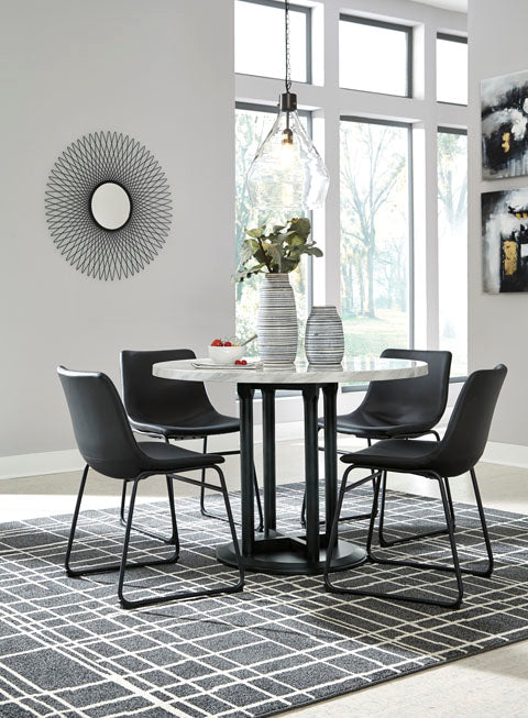Centiar Table & 4 Side Chairs Black