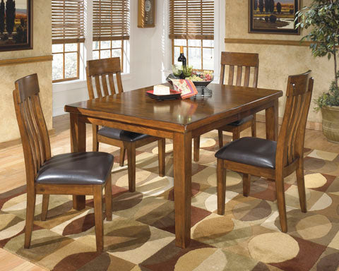 Ralene Dining Table & 4 Side Chairs - Medium Brown