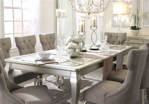 Coralayne Silver Finish Rectangle Dining Room EXT Table