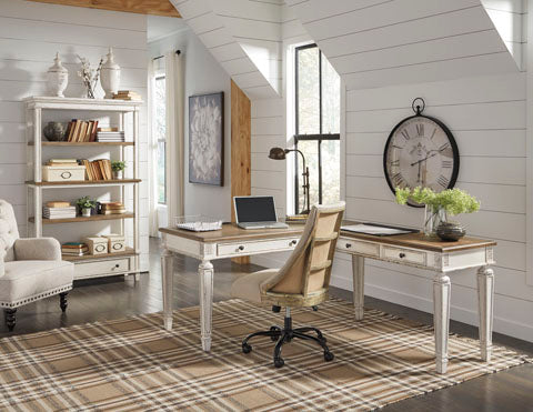 Realyn - Home Office & Bookcase - White/Two Tone