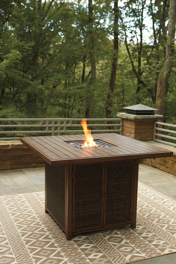 Paradise Trail Square Bar Table with Fire Pit
