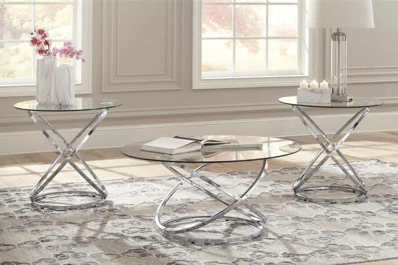 Hollynyx Chrome and Glass Occasional Table Set - Ashley shop at  Regency Furniture