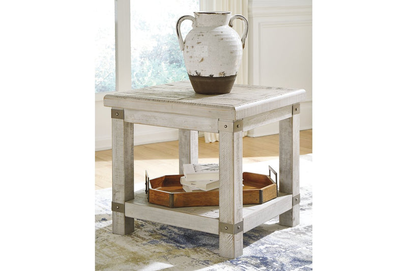 Carynhurst - Rectangular End Table - White Wash Gray