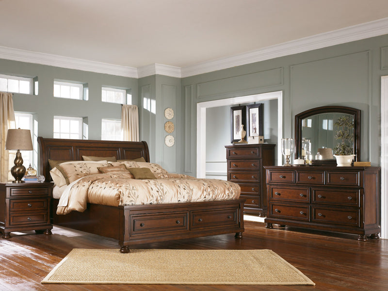 Porter Queen Sleigh Storage Bed w/ Dresser & Mirror
