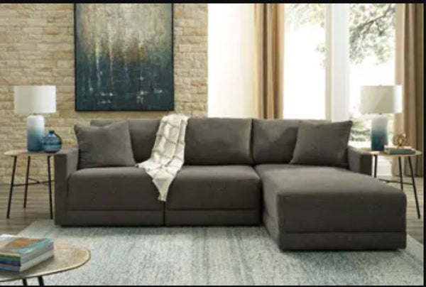 Evey - 3 Piece Sectional with chaise - Granite